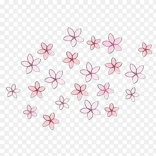 多个粉色可爱卡通花朵