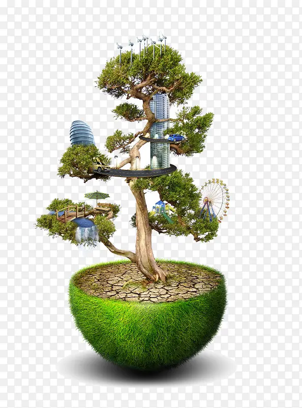 创意环保地球长在树上