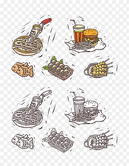 手绘食物图标