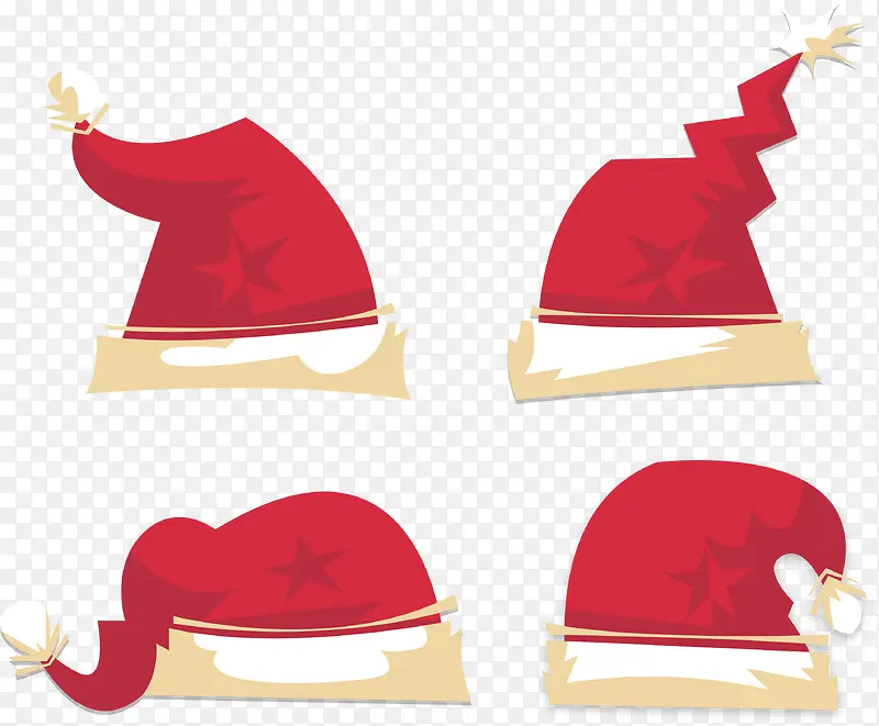 星星花纹红色圣诞帽