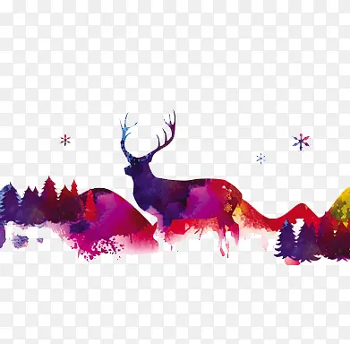 圣诞驯鹿彩色元素