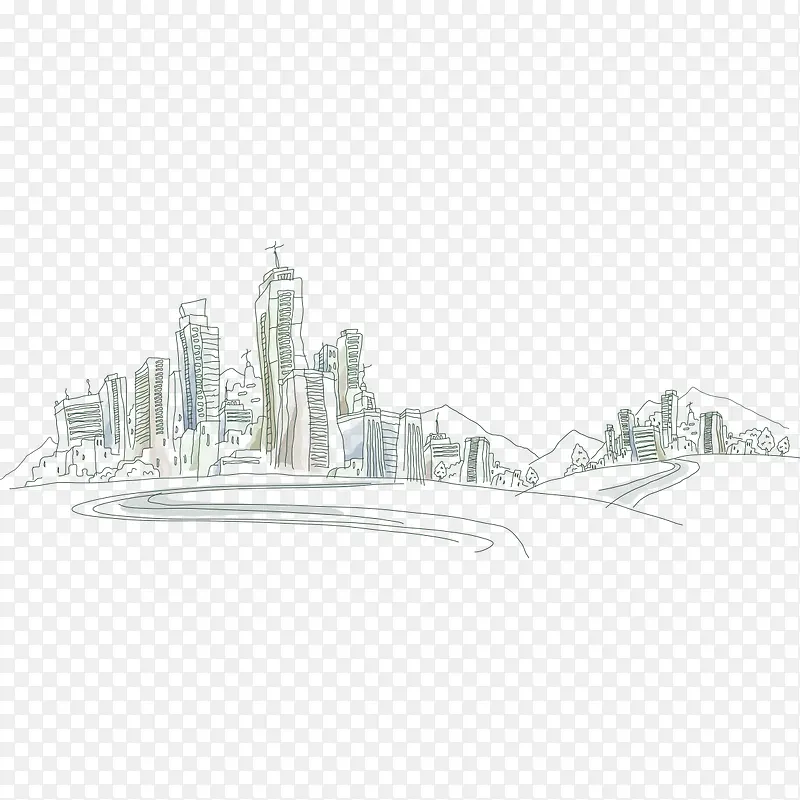 手绘城市中心图案
