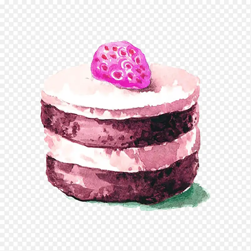 水彩草莓蛋糕图片素材