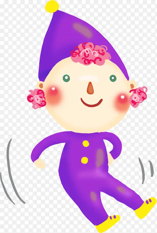 紫色可爱卷发小孩卡通