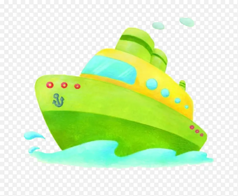 卡通绿色轮船