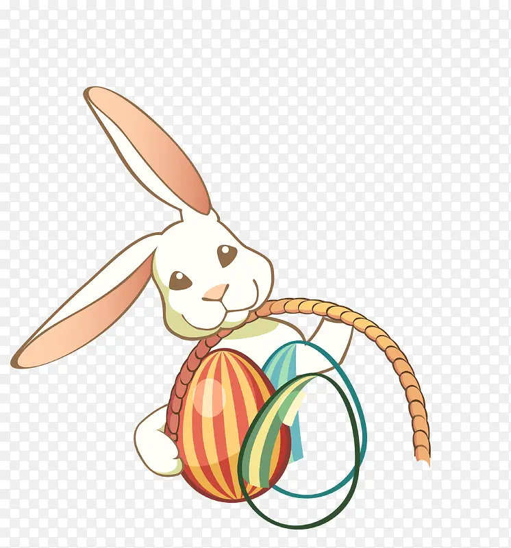 矢量彩色拿坚果小兔子卡通