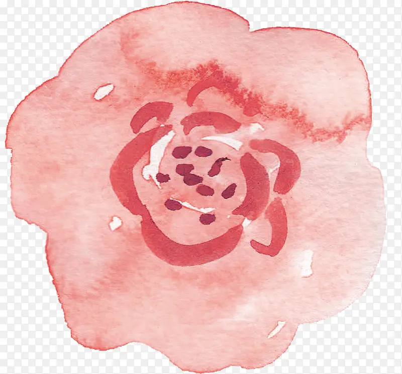 手绘粉色花卉水印
