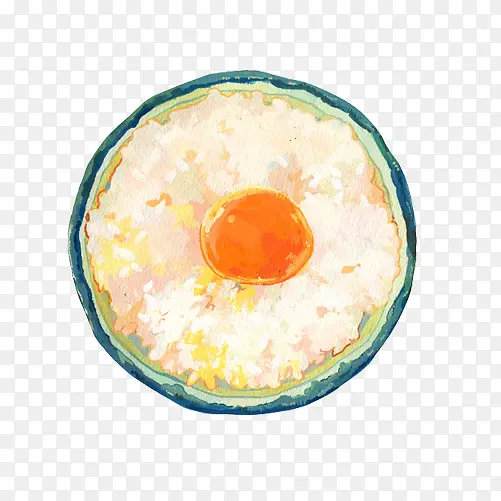 鸡蛋黄盖饭手绘画素材图片