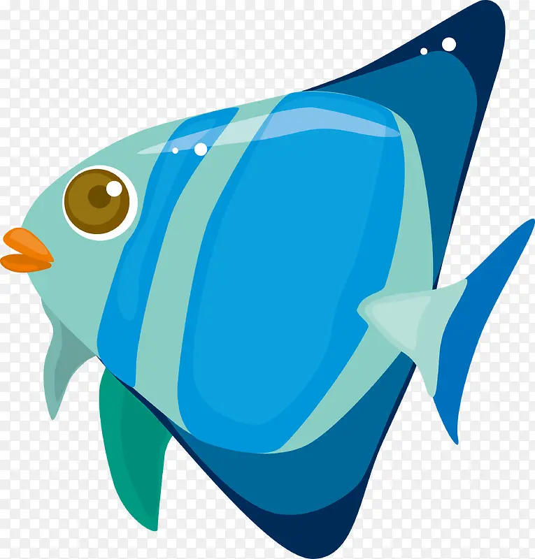 卡通蓝色海鱼观赏鱼矢量图