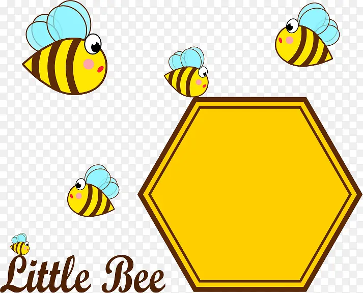矢量黄色蜂窝和蜜蜂