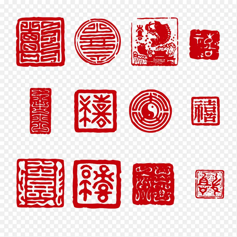中国传统印章矢量素材