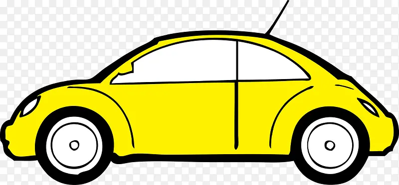 卡通矢量黄色小轿车汽车