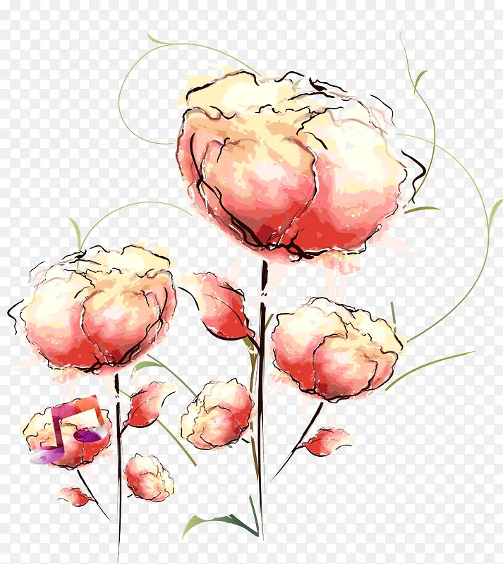 花朵 手绘 粉色花朵