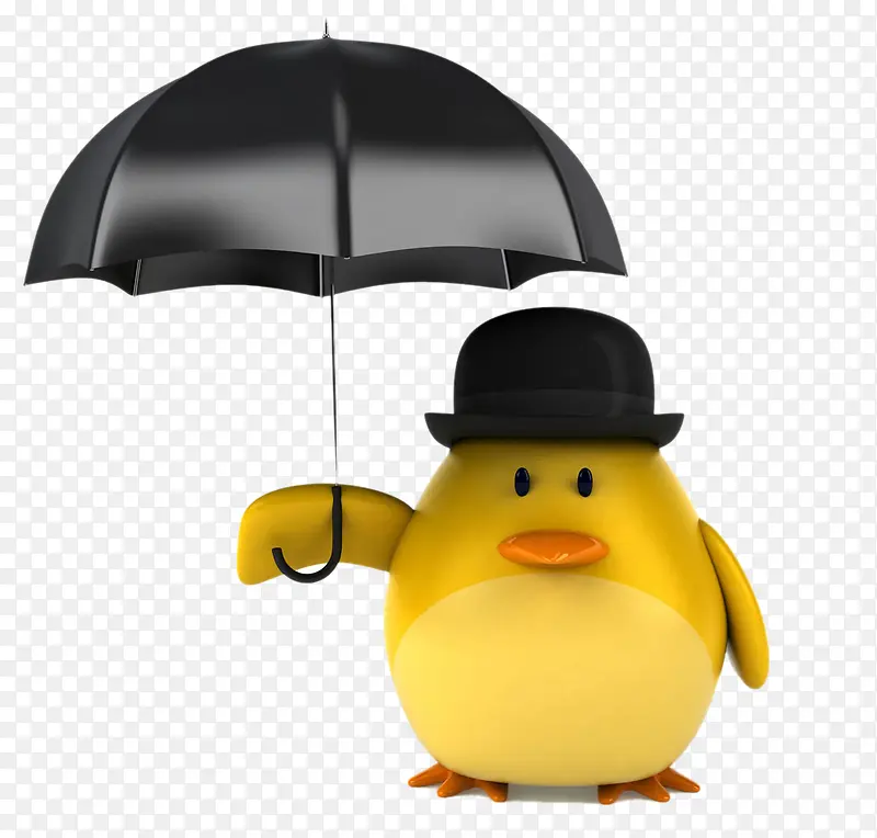 打黑色雨伞的鸡