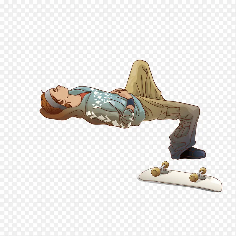 躺姿的滑板男子