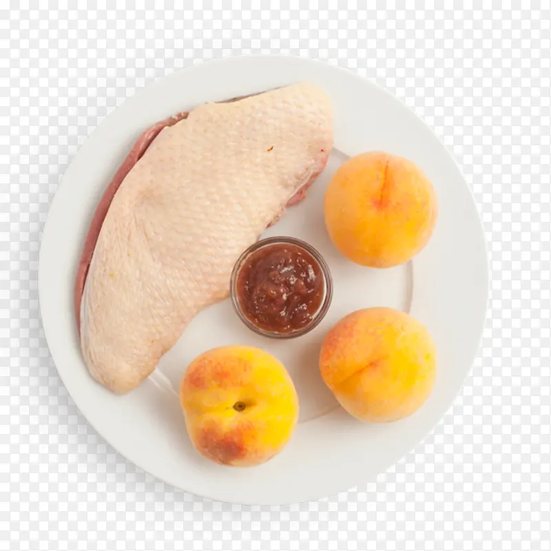 鸭肉黄桃烹饪食材