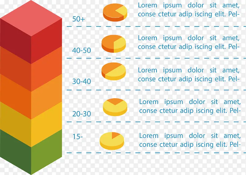 堆叠彩色立方体图表
