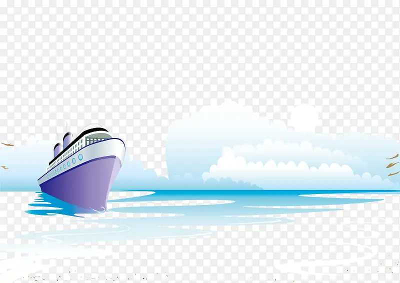 大海和轮船风景矢量素材