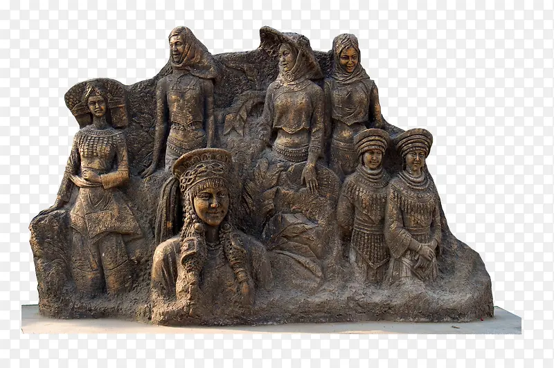 苗族铜色人物雕塑
