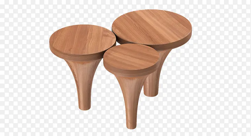 三个木头咖啡桌椅
