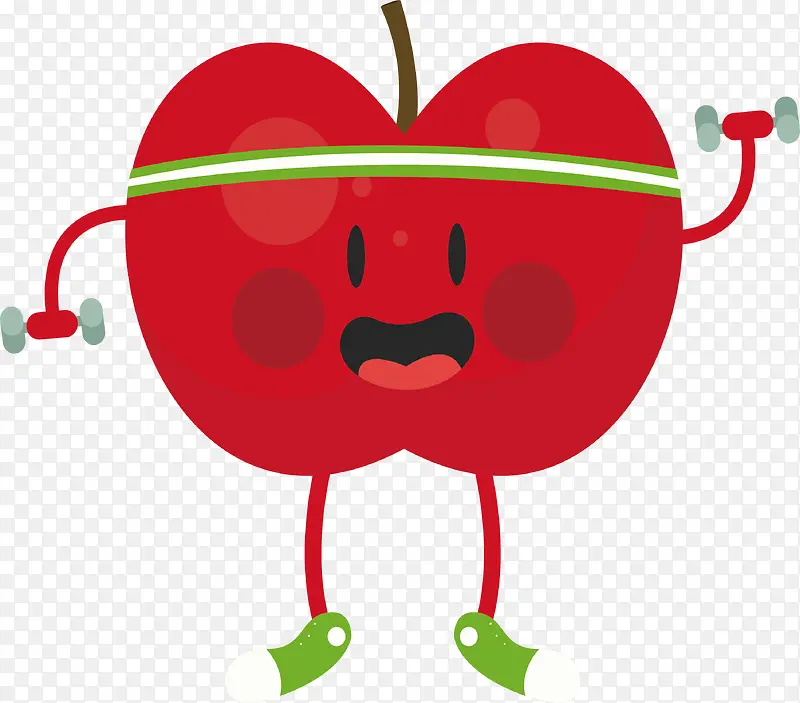 卡通红色锻炼的苹果