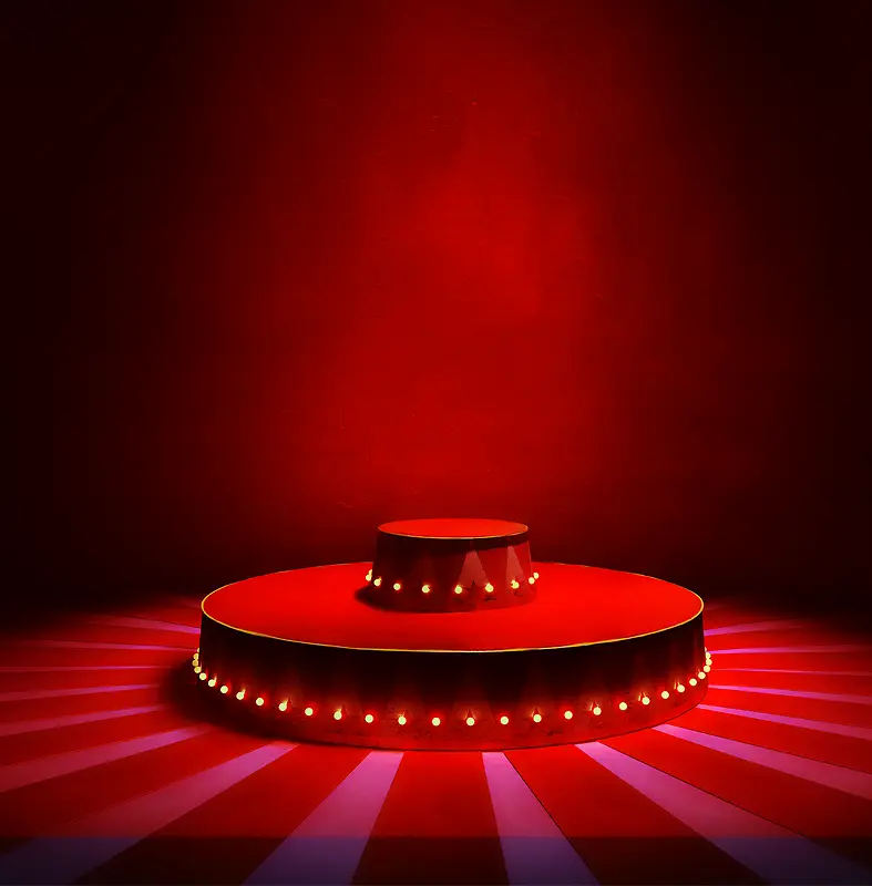 圆形红色双层舞台舞台灯光