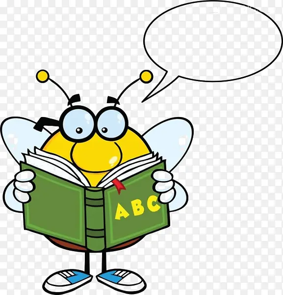 卡通蜜蜂看书