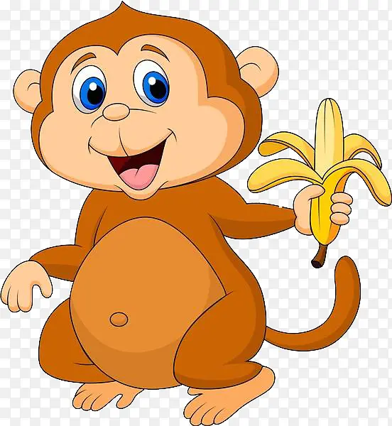 卡通猴子吃香蕉