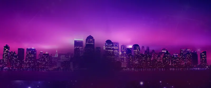 紫色闪耀都市灯光
