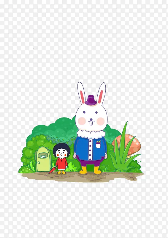 森林兔子和小朋友
