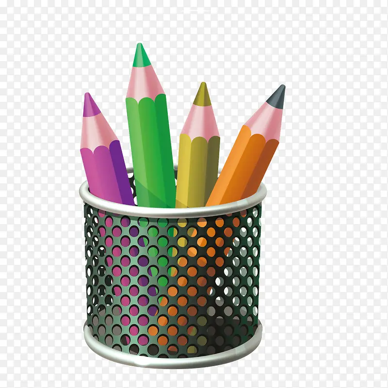 矢量彩笔铅笔绘画笔筒