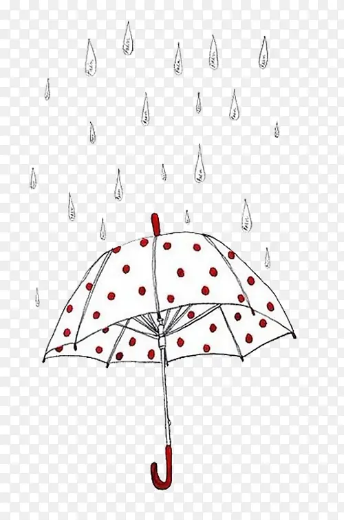 雨下的红色波点雨伞
