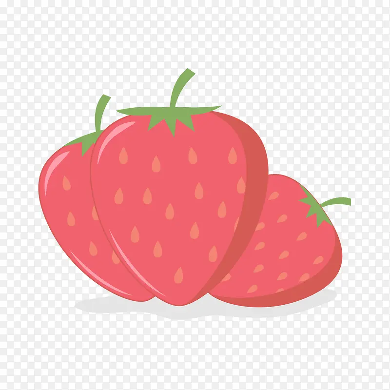 红色卡通草莓水果矢量图