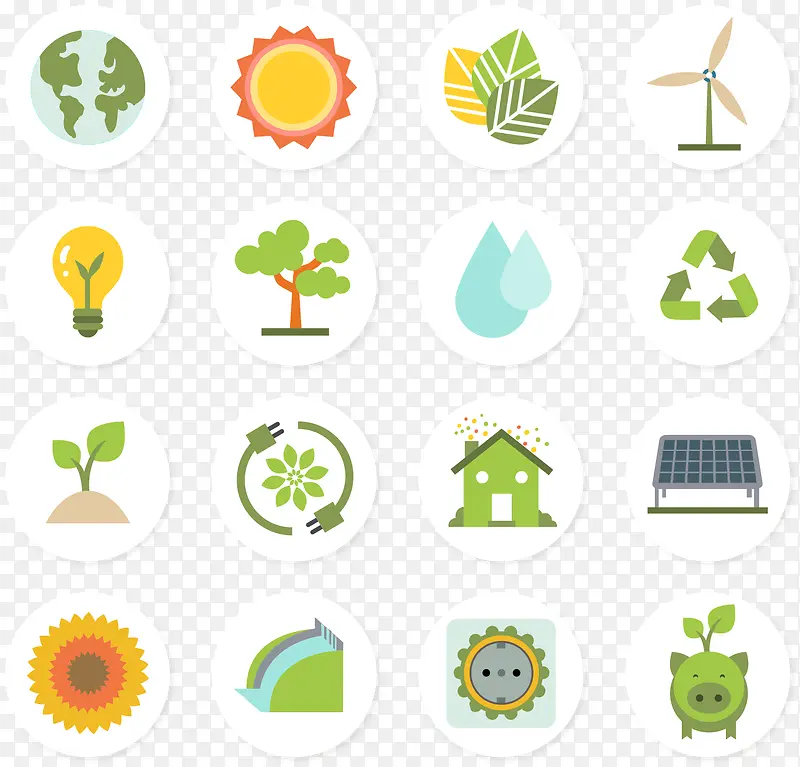 16款绿色生态环保图标矢量素材