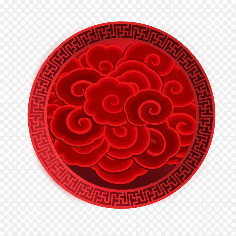 古典中国红云纹素材