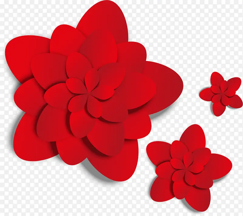 红色剪纸花朵