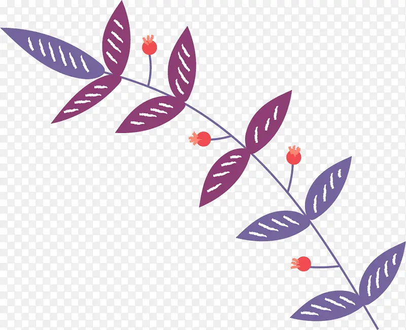 卡通紫色树枝树叶