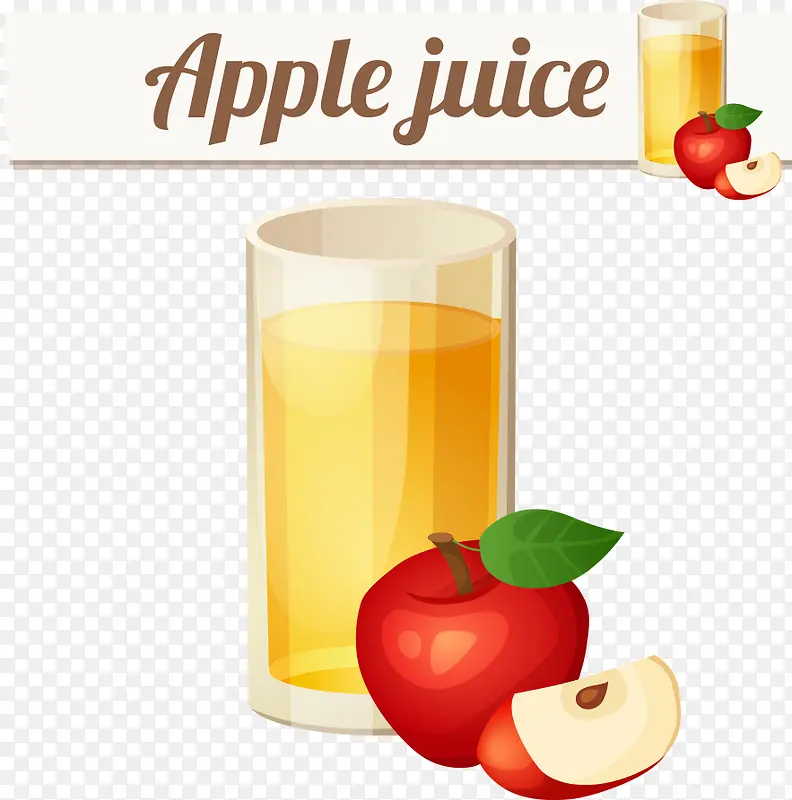 矢量卡通苹果和果汁