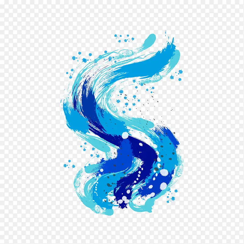 蓝色笔刷海洋装饰图案
