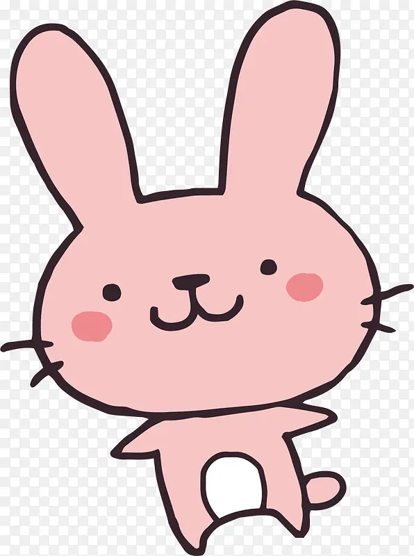 矢量图水彩粉色兔子