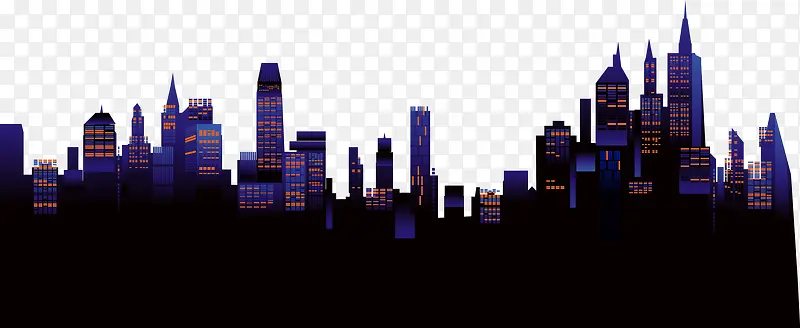 矢量城市蓝紫色大楼素材