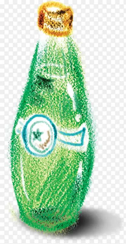 绿色蜡笔画瓶子插画手绘
