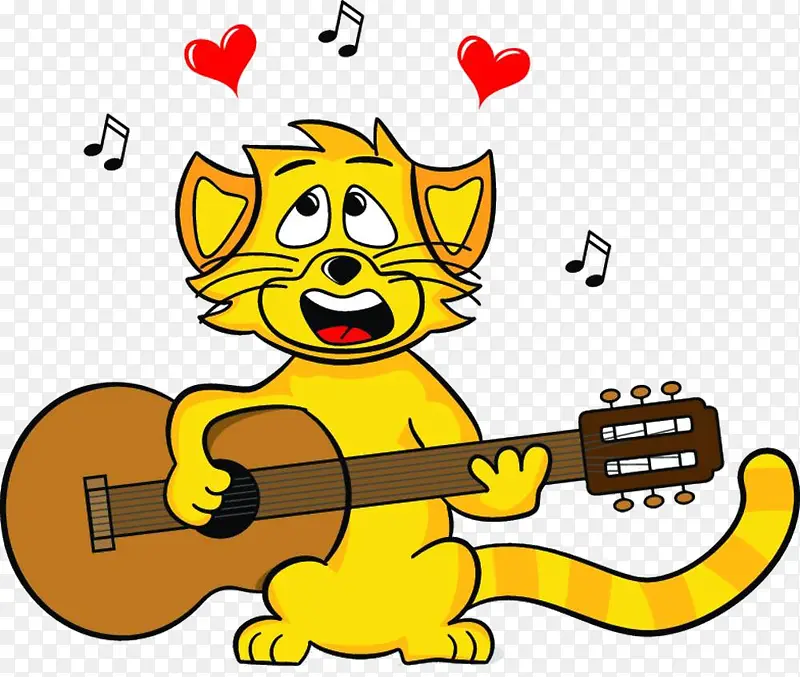 卡通猫弹吉他