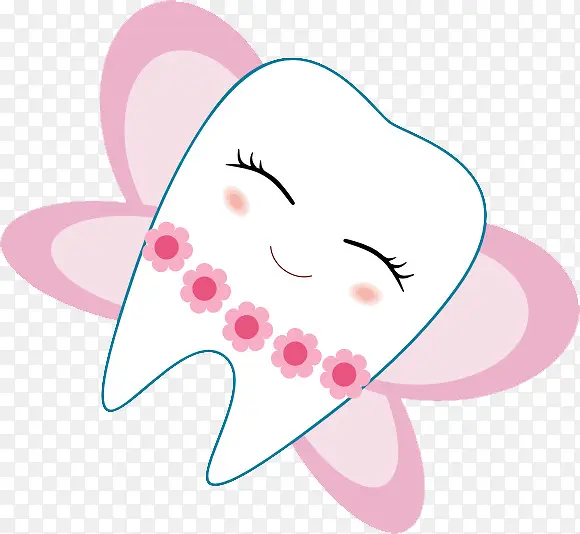 粉色卡通花朵健康牙齿