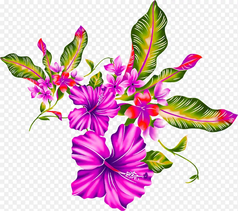 紫色手绘唯美花朵植物