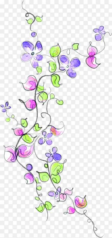紫色可爱手绘花朵创意