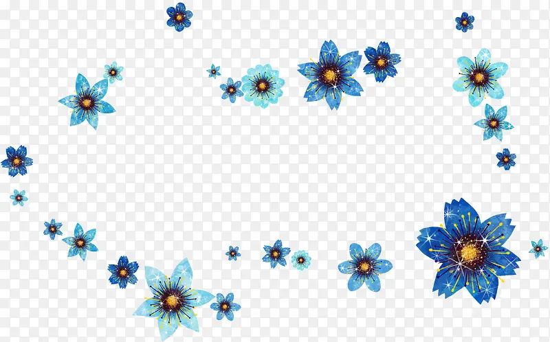 蓝色美丽手绘花朵