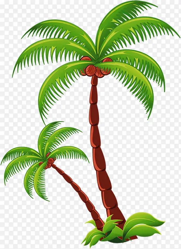 卡通手绘效果植物海报椰子树