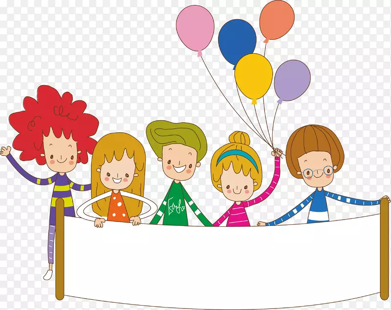 儿童卡通-卡通儿童获得气球材料