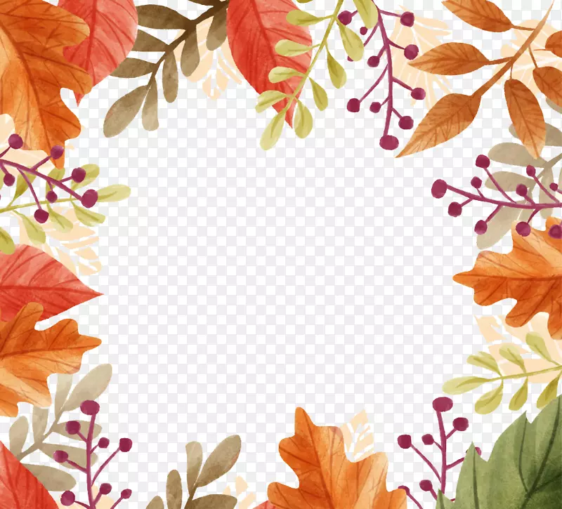 秋季工艺博览会剪贴画-美丽的秋叶边界